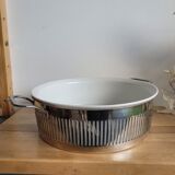 Porcelain serving dish and silver backing