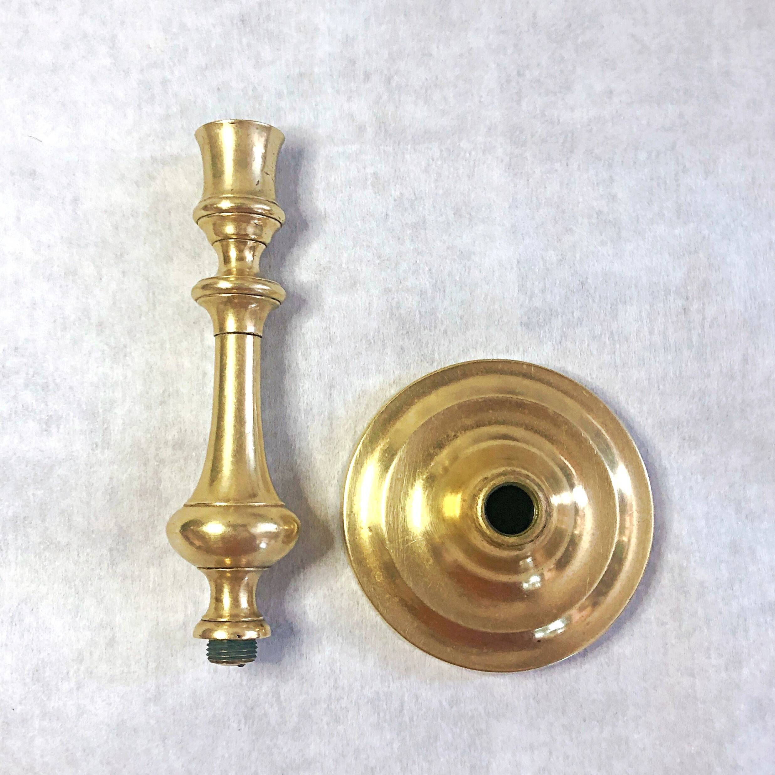 19th century gilded copper torch candle holder