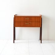 1950s Scandinavian Teak Nightstand with Brass Handles