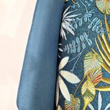 2-Seater Bench in Azure Blue Fabric – 1940s