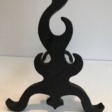 Paire de chenets en fonte et fer forgé