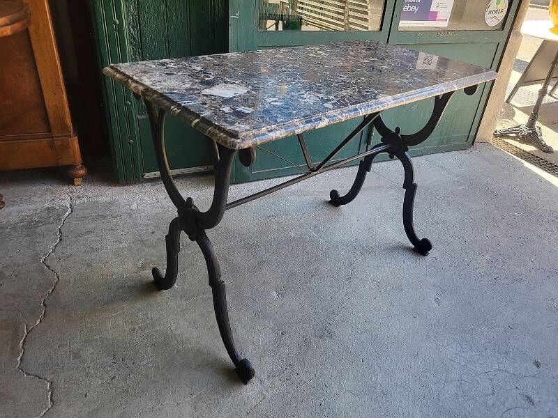 Table de bistrot marbre pied en fonte