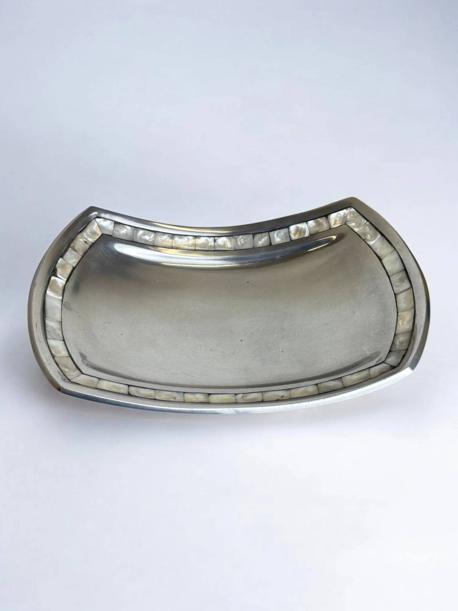 Mother-of-pearl & aluminium centerpiece, Italy, 1980s