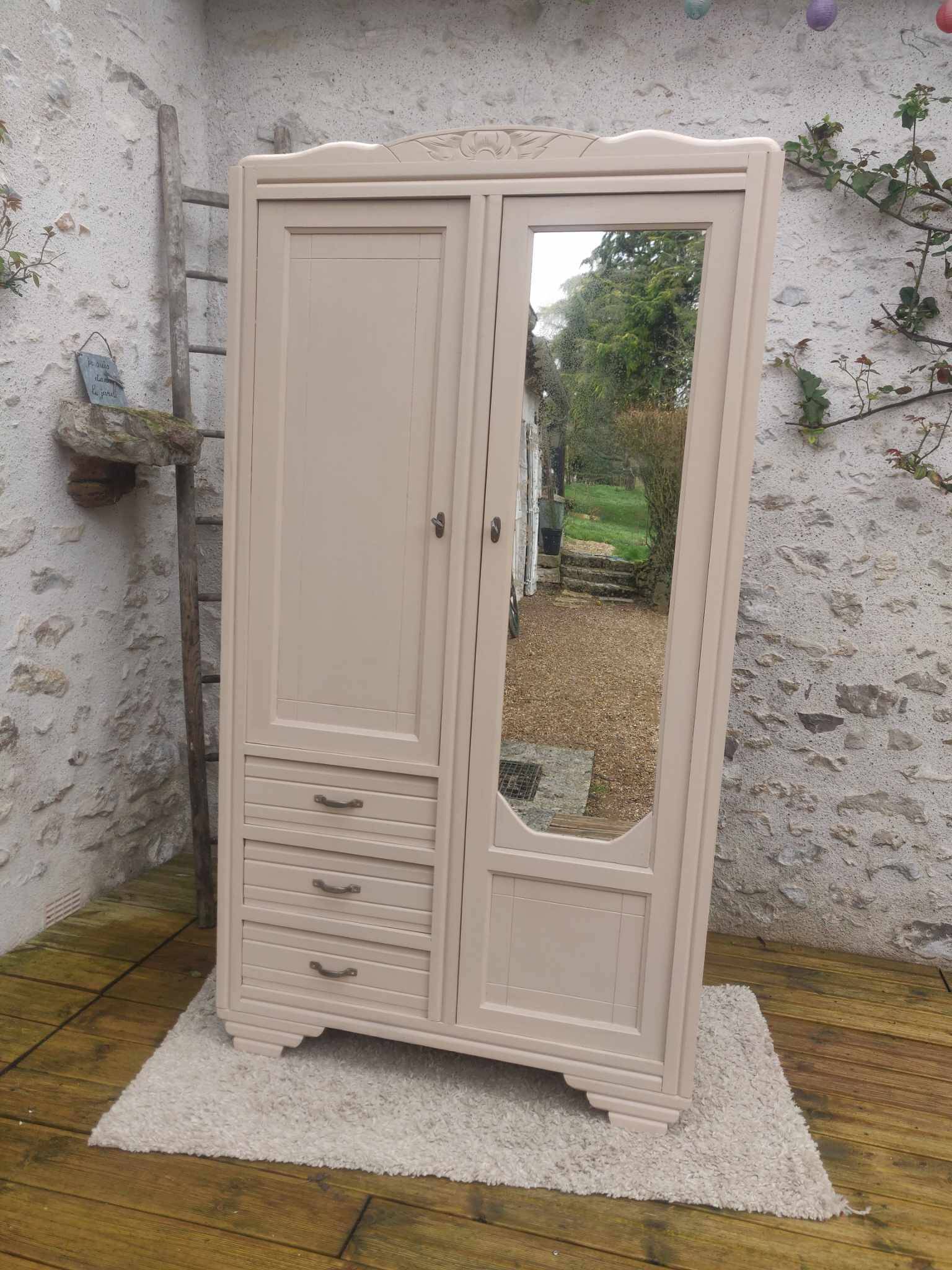 Beige art deco wardrobe