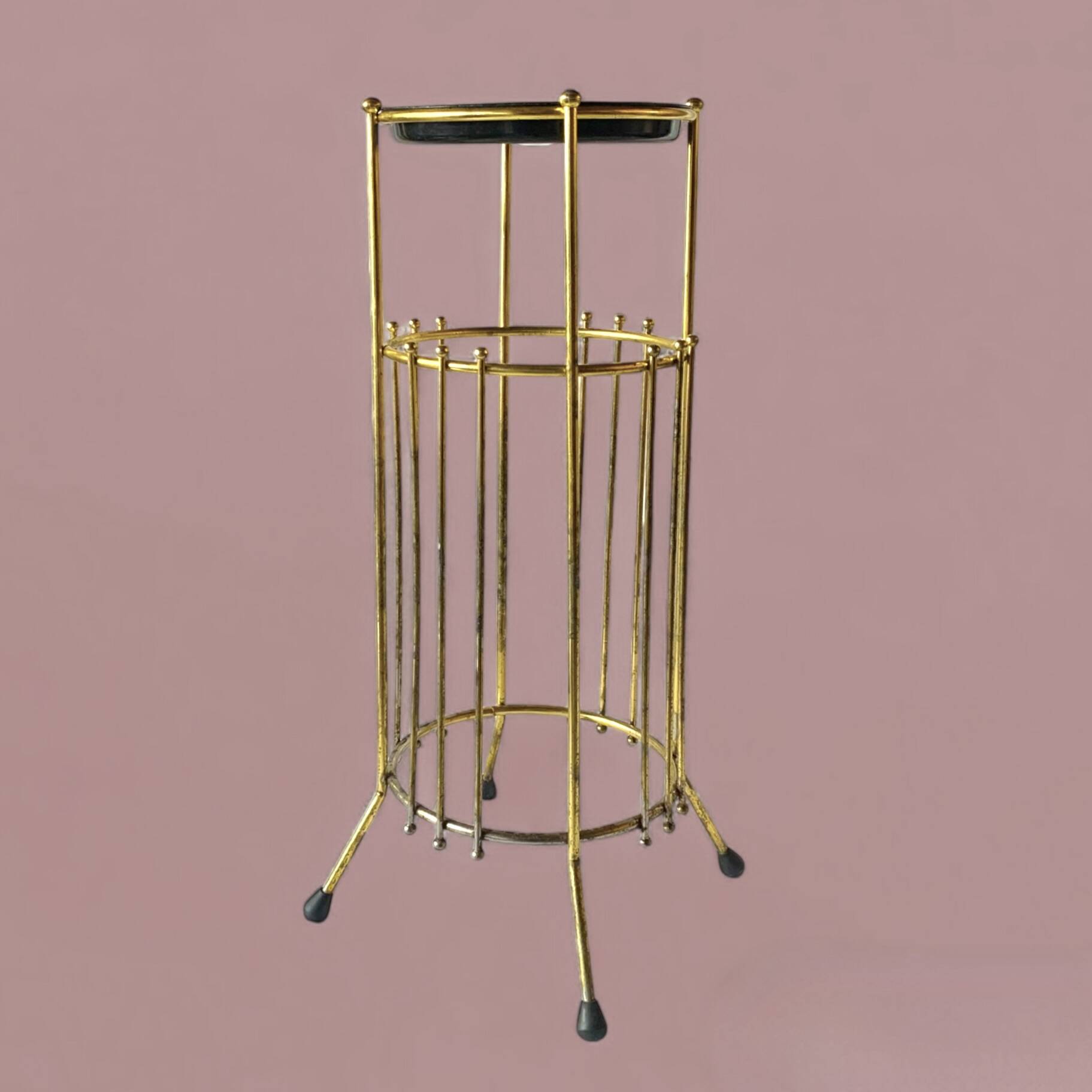 Vintage gold metal umbrella stand