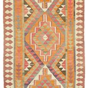 Turkish Handwoven Vintage Herki Kilim 107 cm x 342 cm