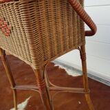 Old worker in wicker with red braiding 60s