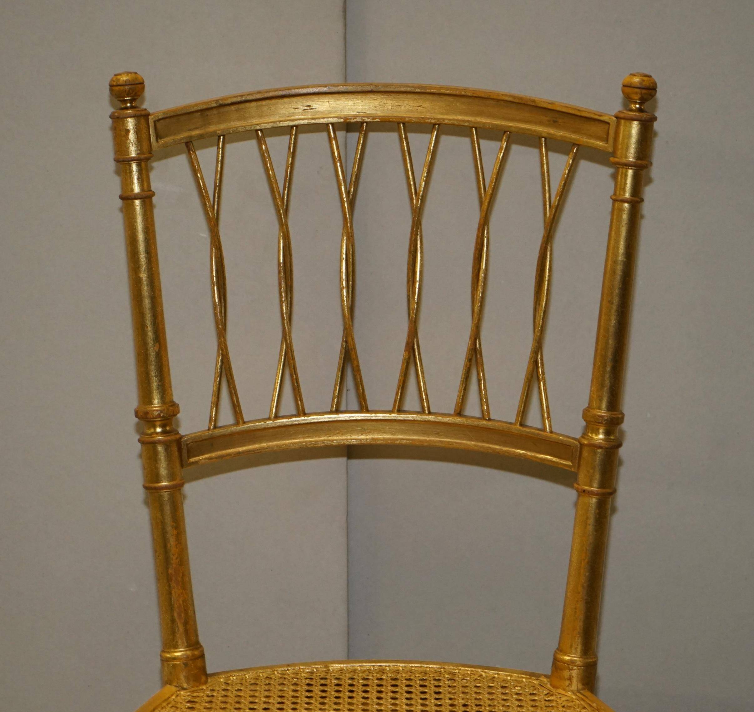 Spencer family gilded wooden bergère bench chair