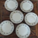 Set of 13 antique Terre de Fer HB & Cie plates – Round bird decoration