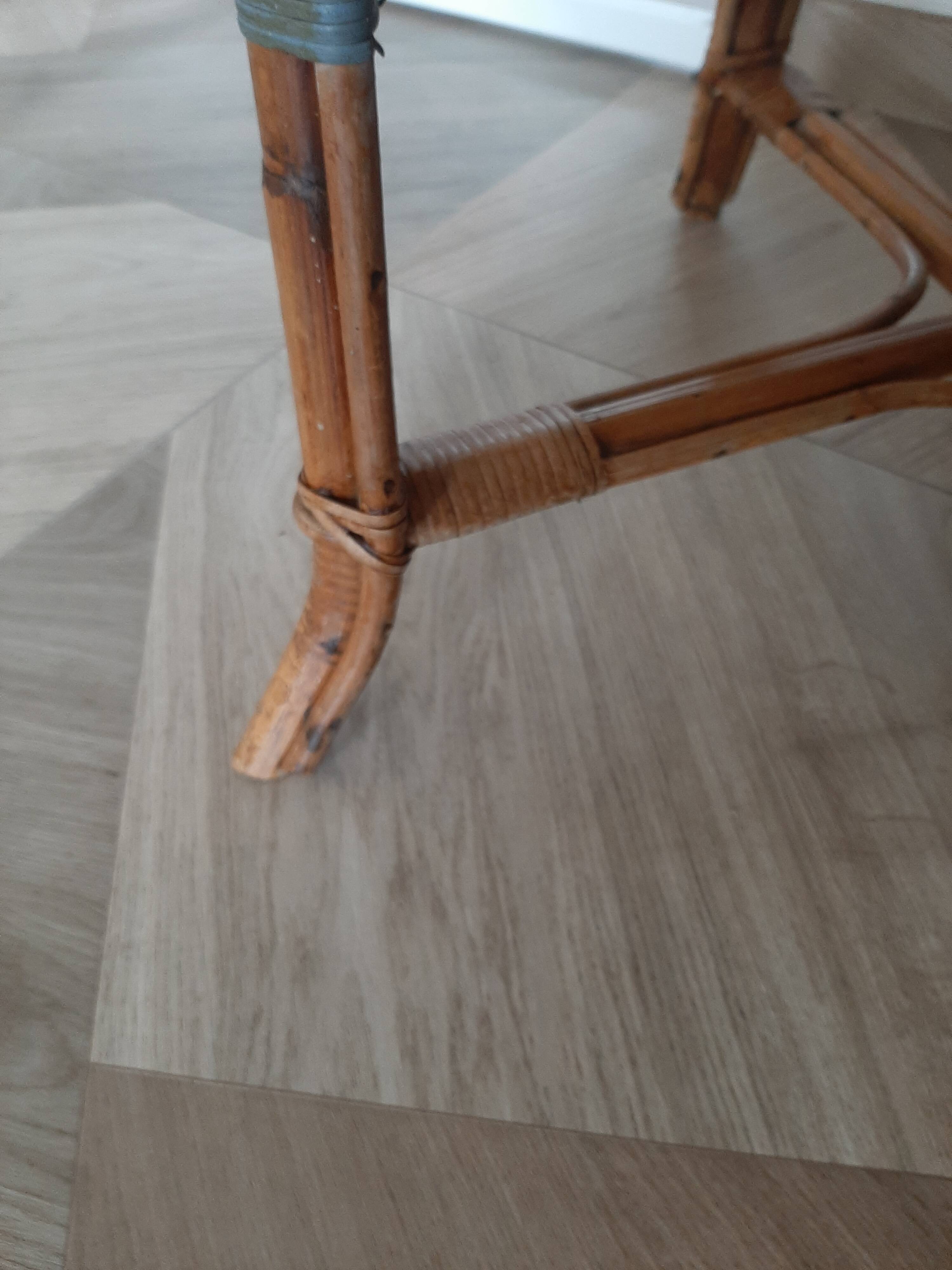 Vintage set of 2 garden woven rattan chairs - sky blue nets - 40