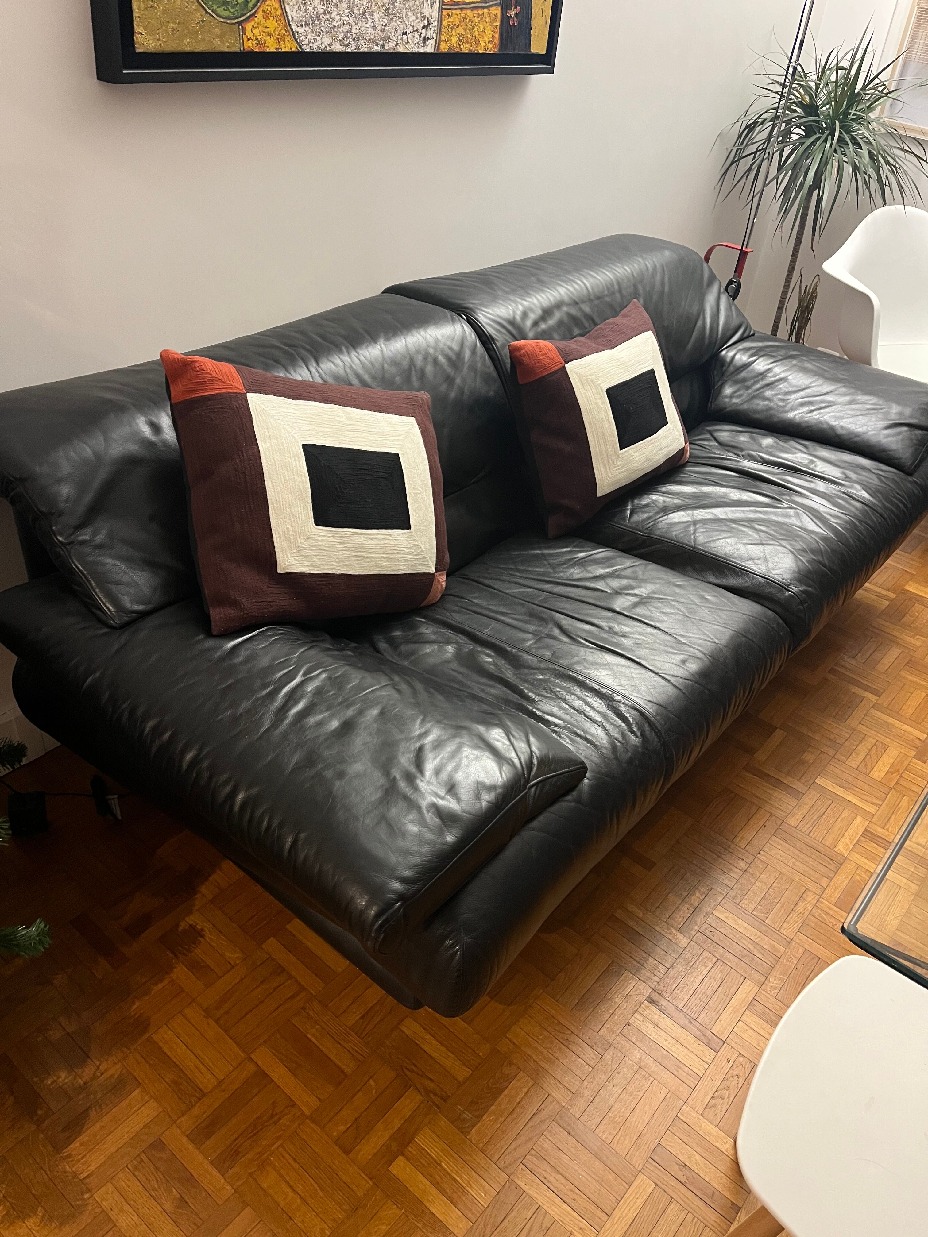 Canapé Cuir noir Alanda de Paolo Piva pour B&B Italia