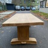 Restored 19th century solid oak monastery dining table, 215cm