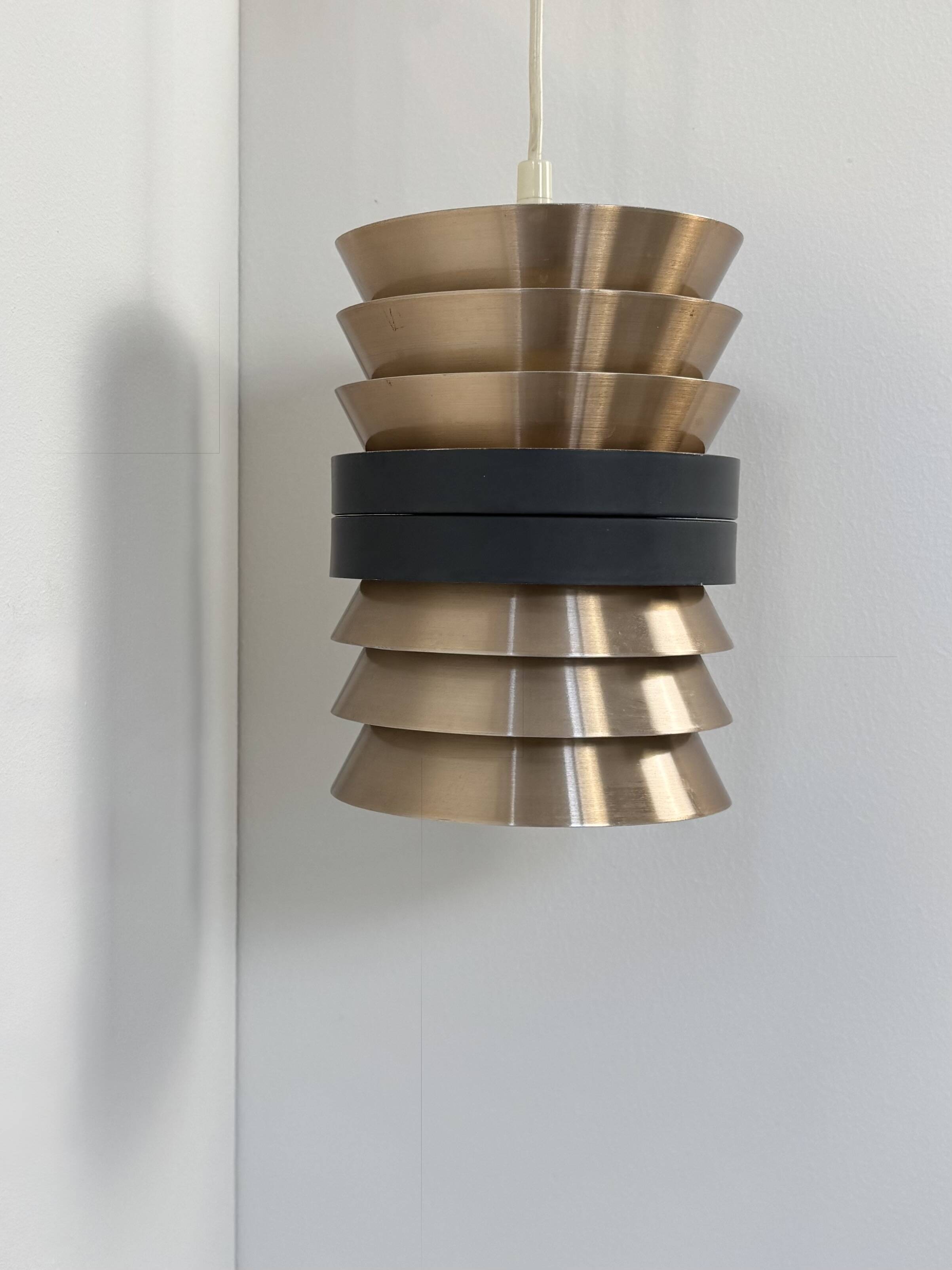 Doria suspension in copper and matte black metal, Germany, 1960.