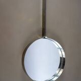 Xavier Feal brushed steel round mirror, 1970s