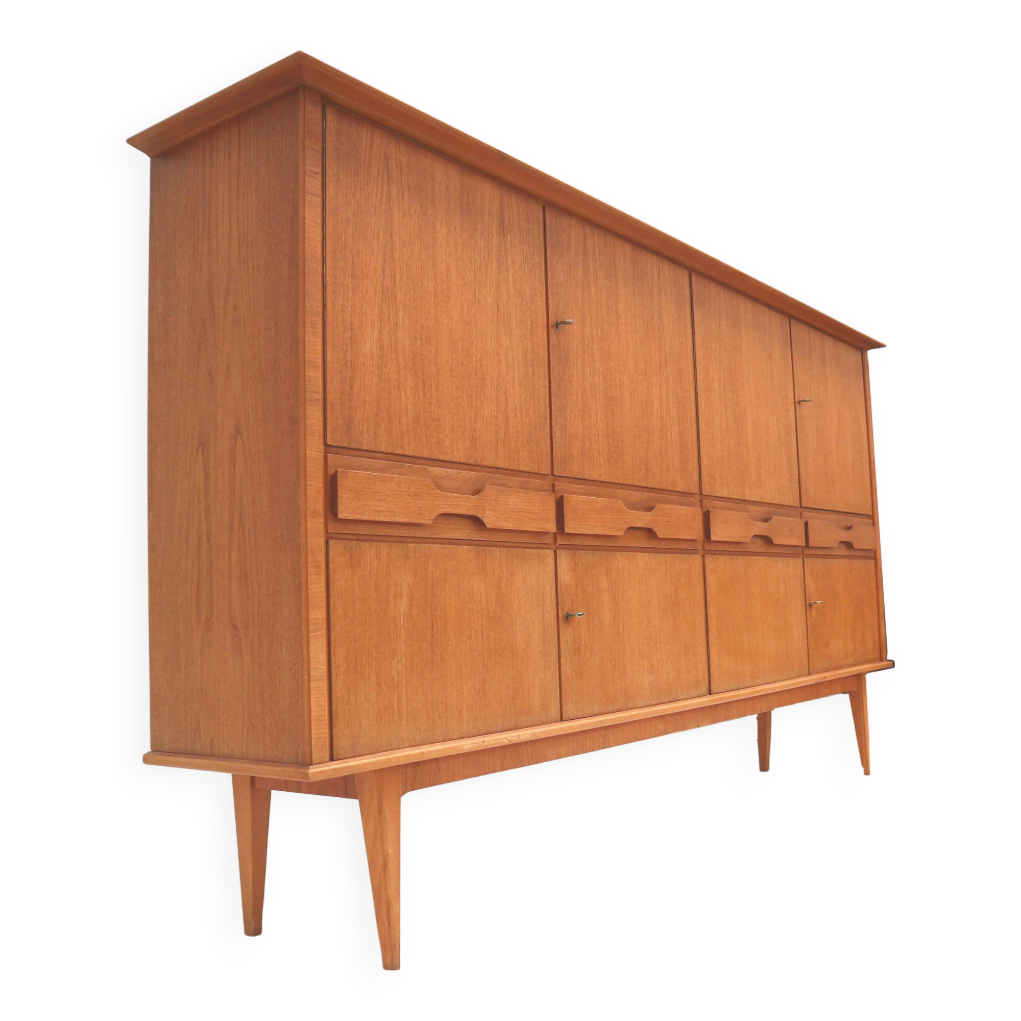 Large vintage teak highboard made in the 60s