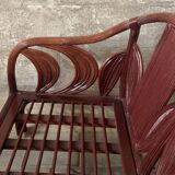 Pencil reed rattan bamboo coastal palm leaf bench sofa, Vivai del Sud 1970s