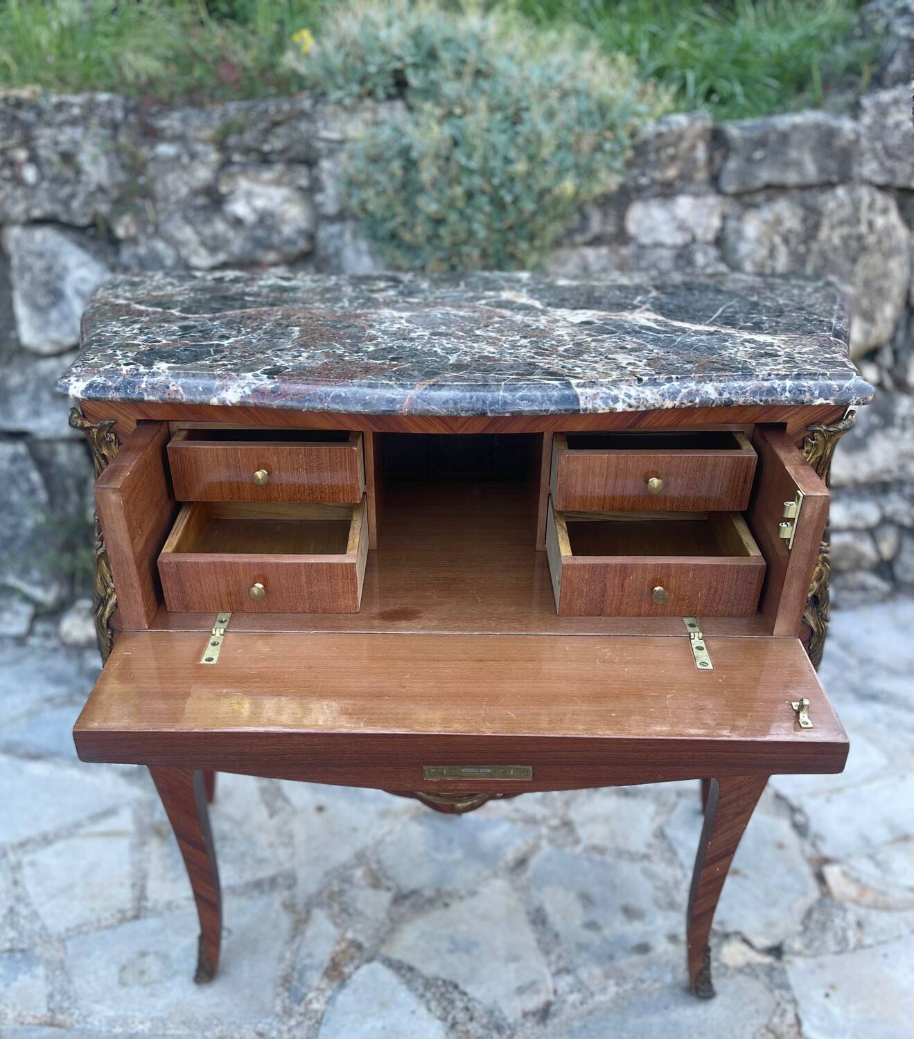 Small Louis XV style desk chest of drawers, 19th century period