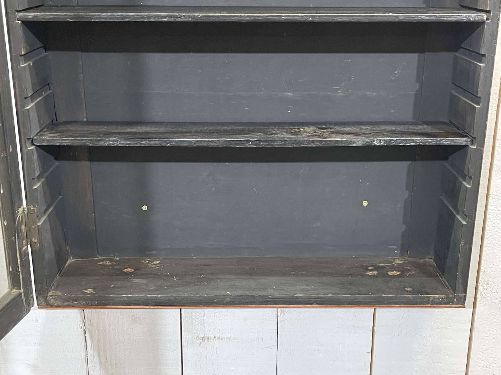 1950s English mahogany wall display cabinet