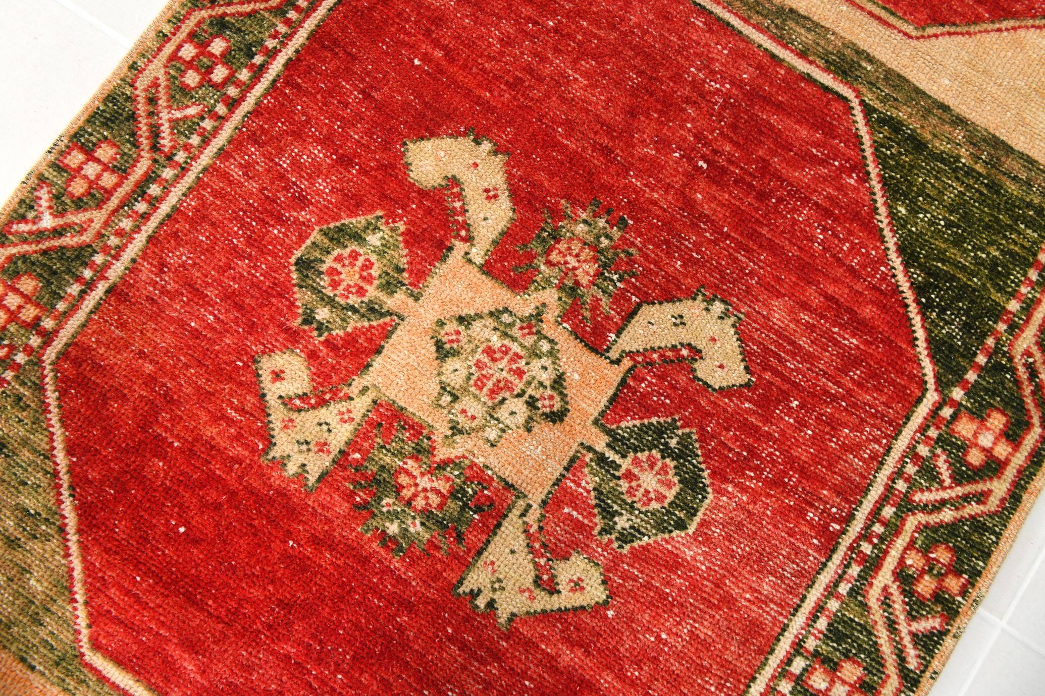 3x12 Ruby Red Vintage Persian Runner Rug, 92x371Cm SK20380