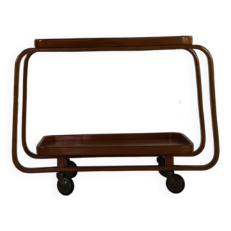 Mid century pear wood dutch design serving trolley