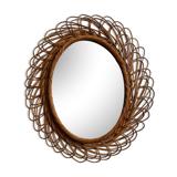 Oval rattan mirror 60s