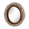 Oval rattan mirror 60s