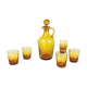 Service à alcool en verre ambré bullé 1960
