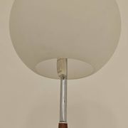 Modernist floor lamp in teak, chrome metal, opaline, Czechoslovakia 60s