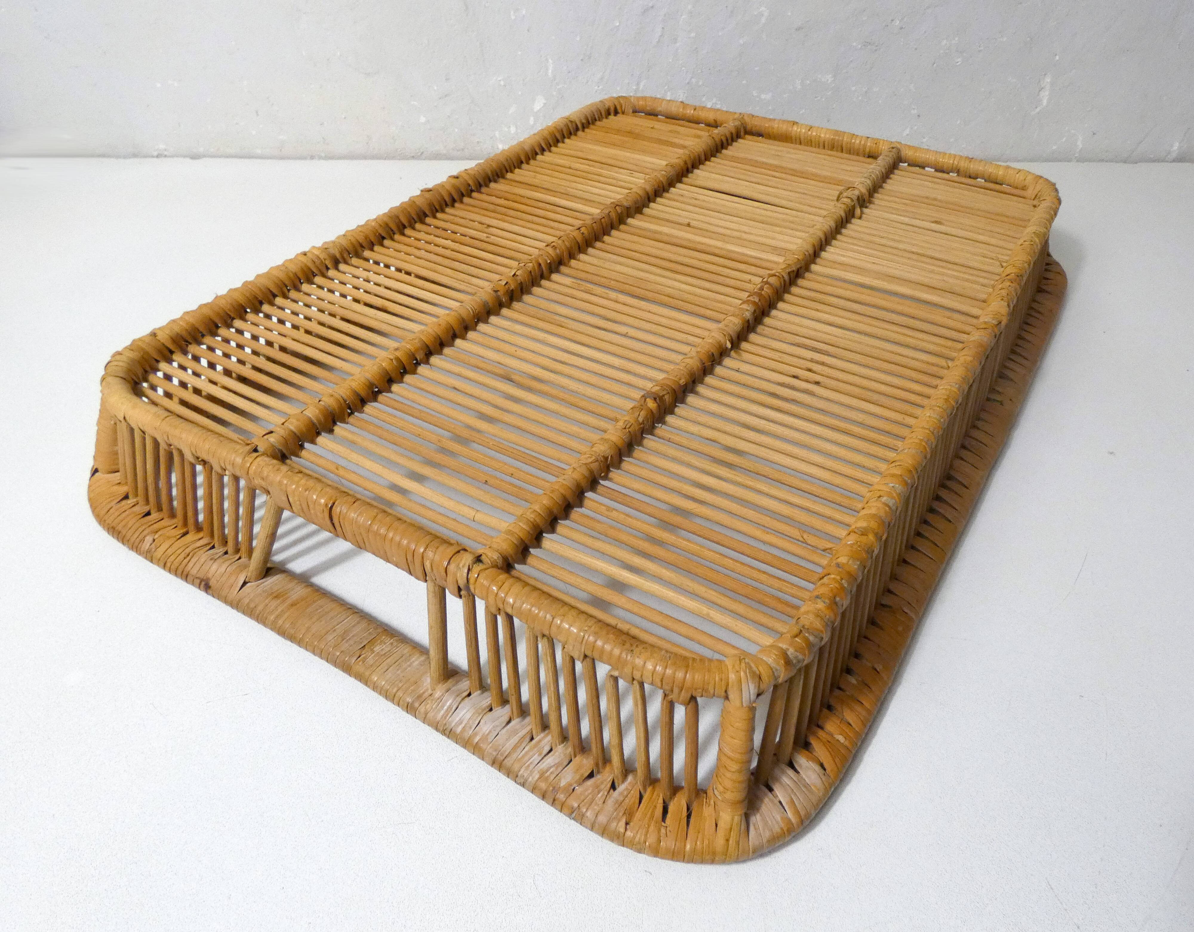 large vintage design rattan tray