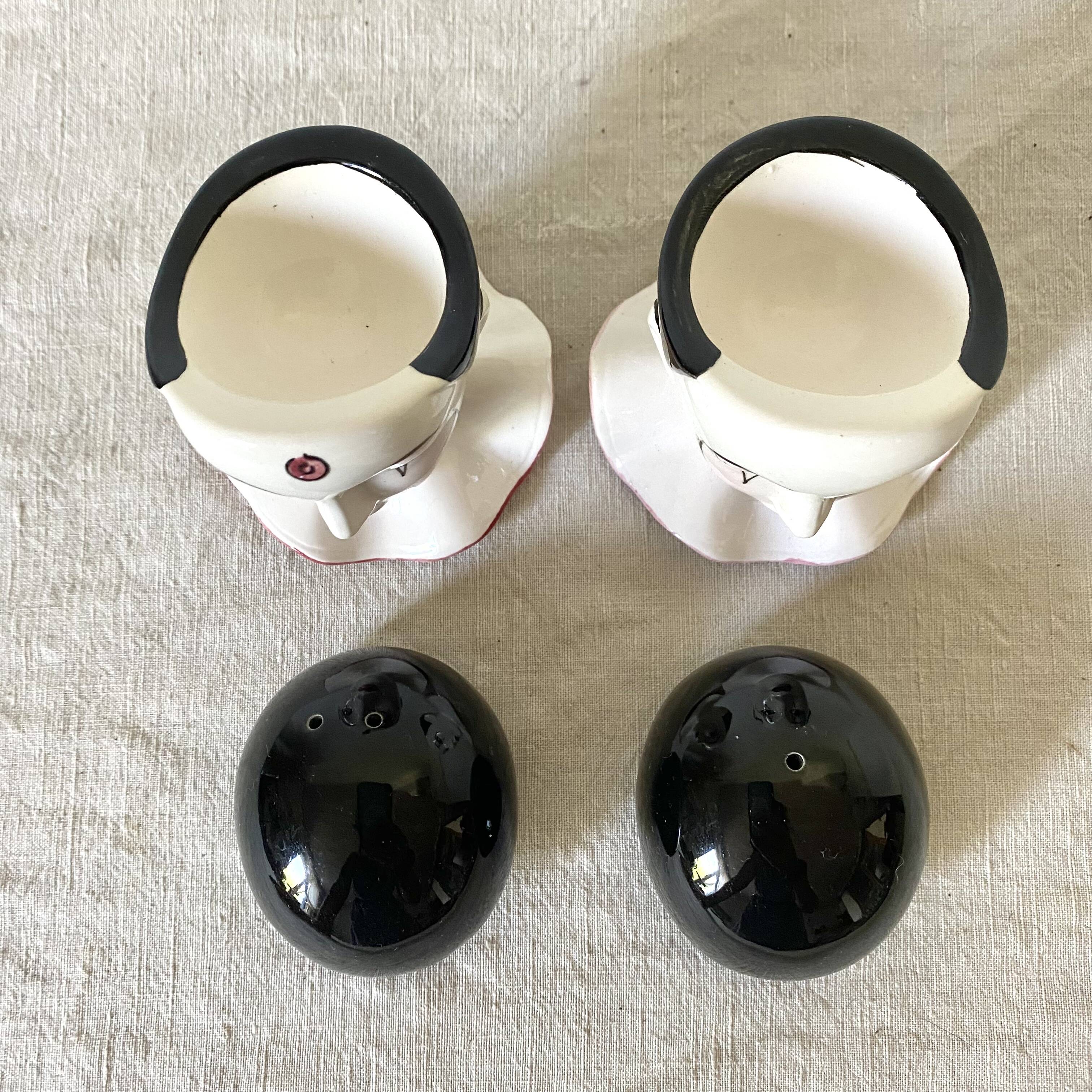 Pierrot salt and pepper egg cups