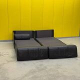 De Sede DS-76 Modular 2-Seater Sofa / Sofa Bed – Black Leather (1970s)