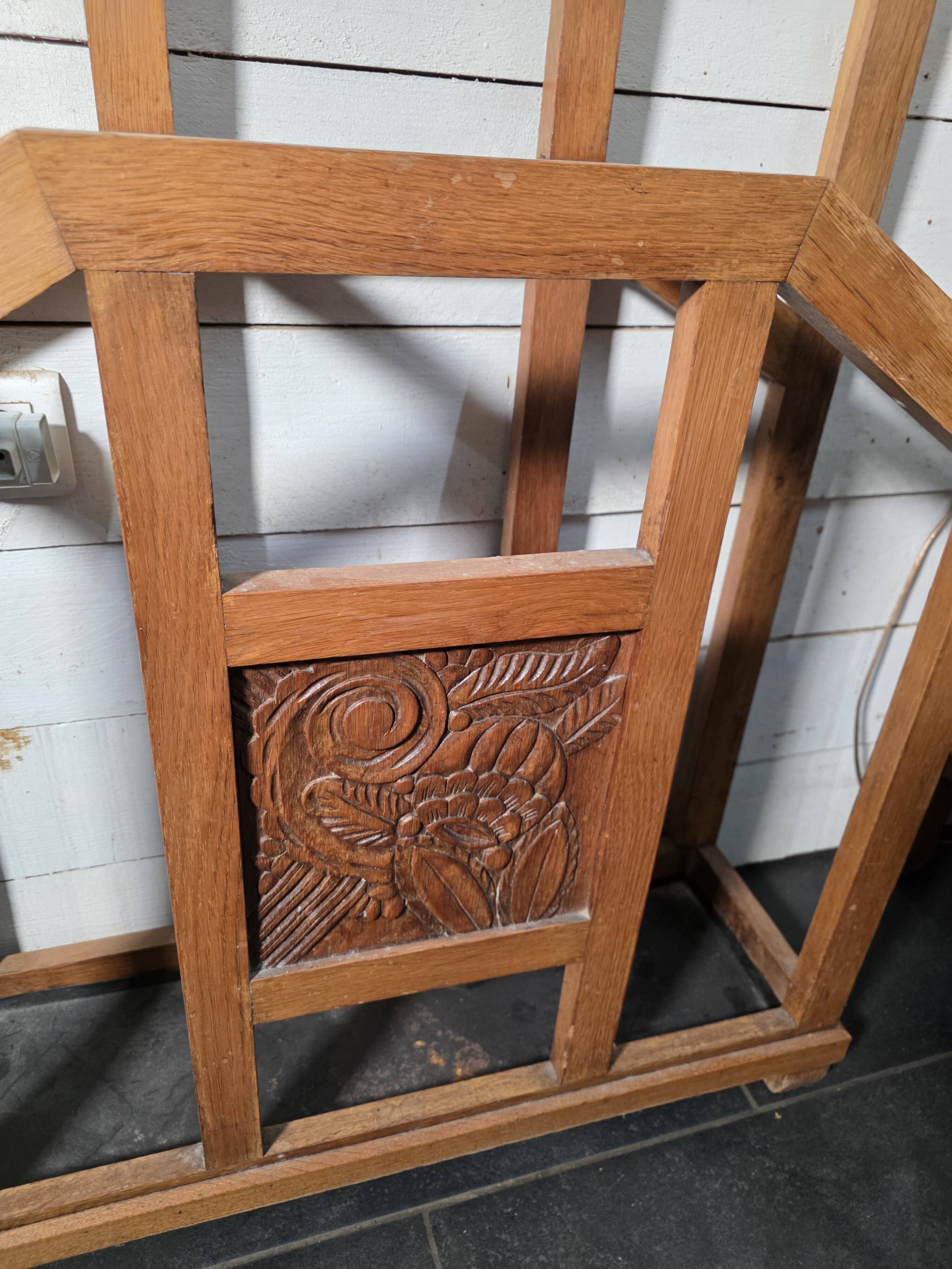 Art Deco coat rack wardrobe in solid oak
