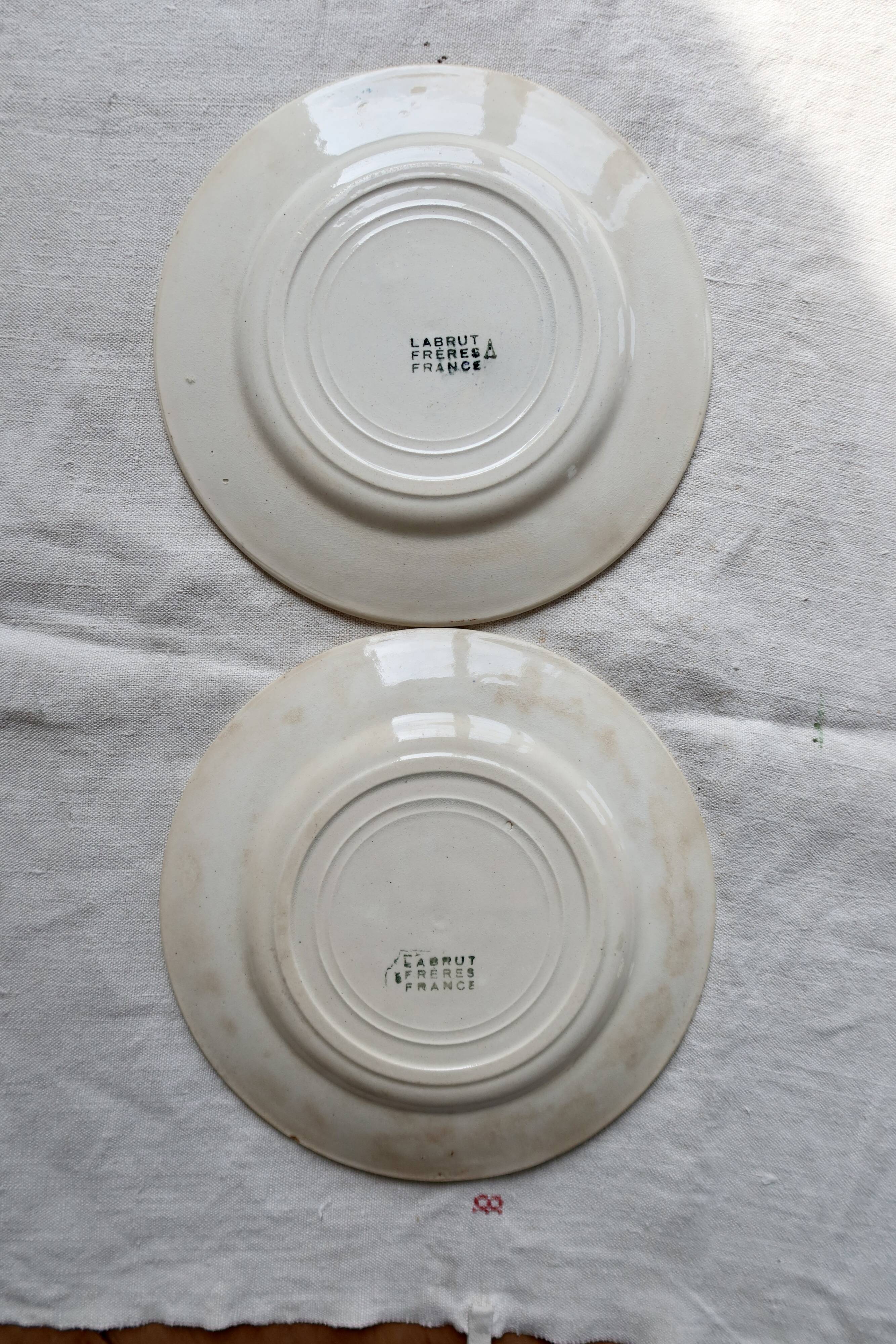 2 assiettes à dessert terre de fer Labrut Frères France