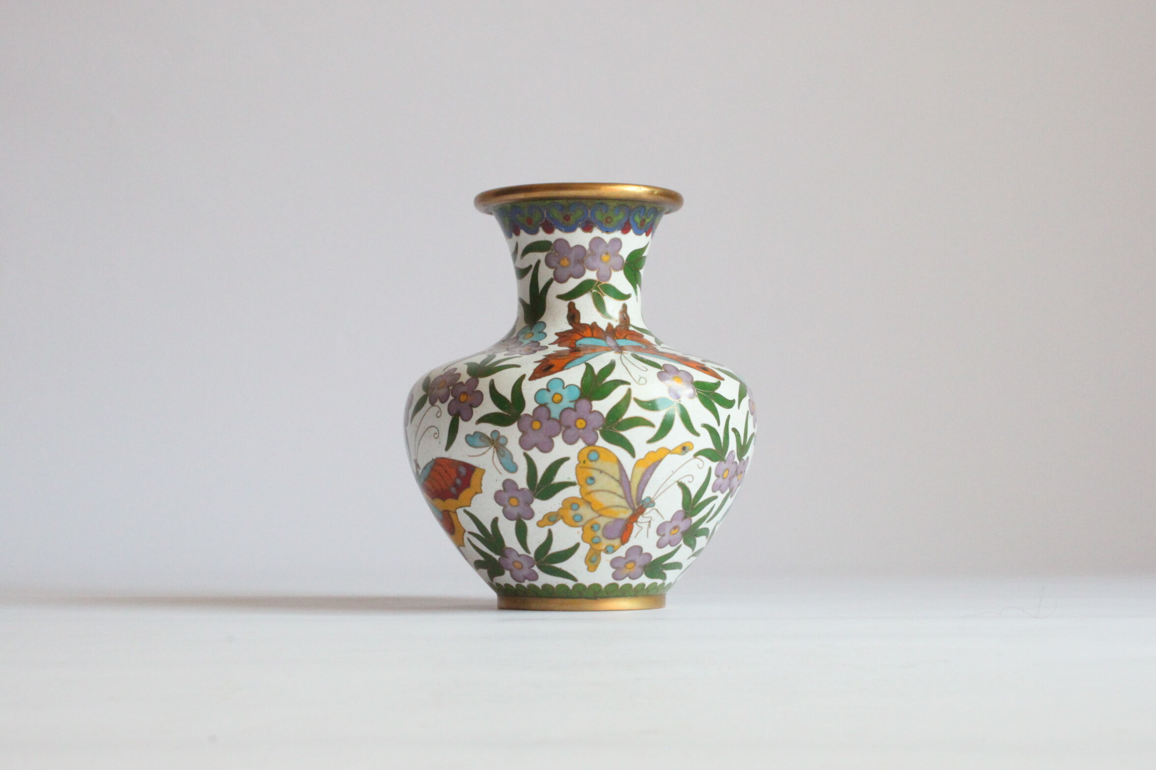 Cloisonné enamel butterfly vase, China 1950s