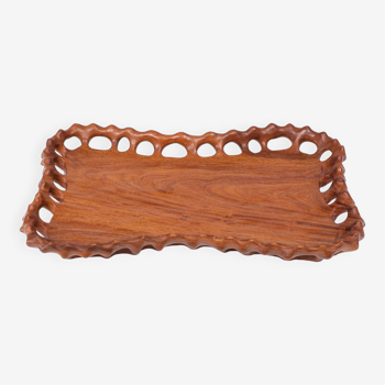 Teak organic hand carved serving tray 1970s