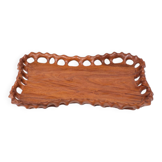 Teak organic hand carved serving tray 1970s