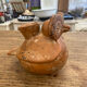 Vase céramique en grès marron figure de chouette