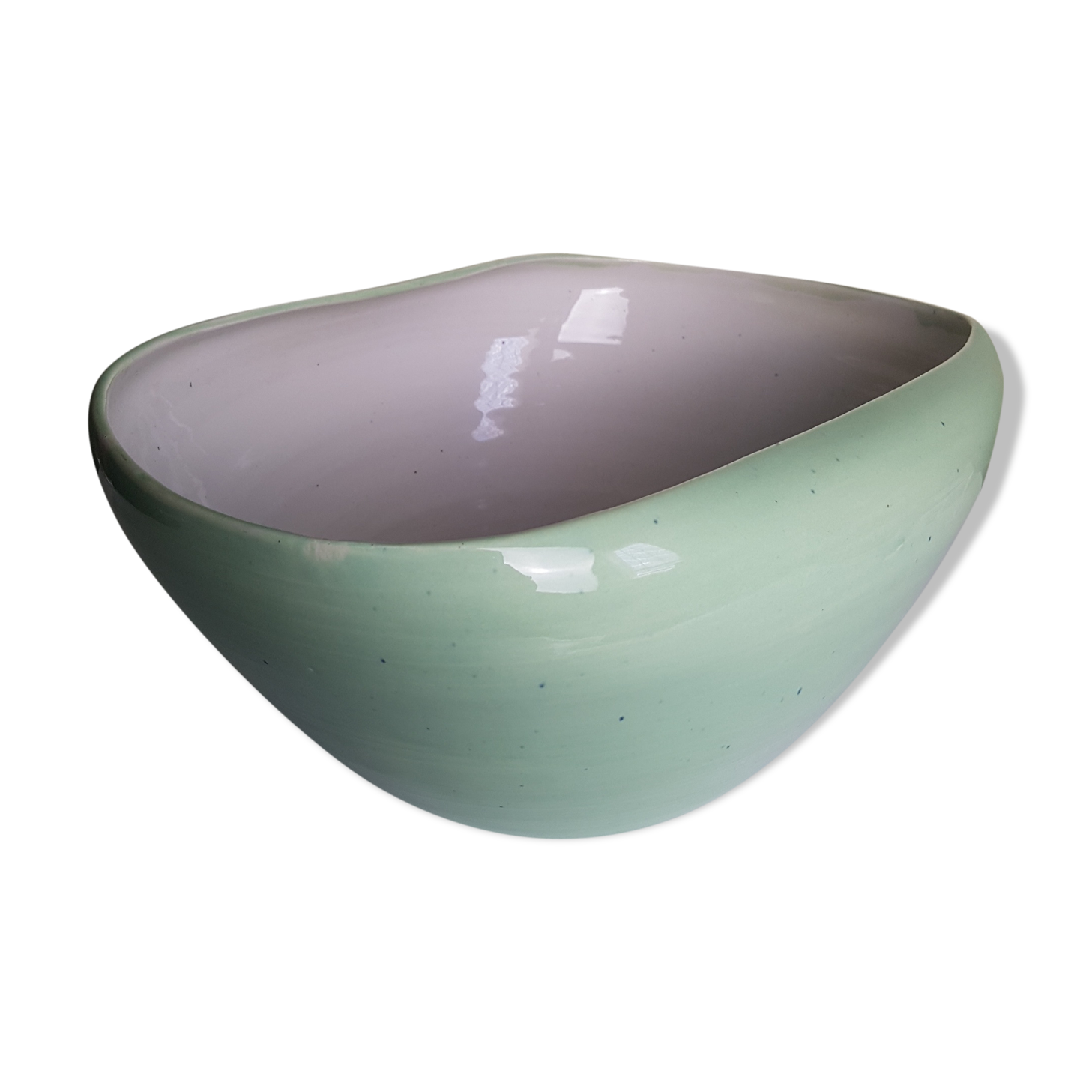 Bowl cut fruit in ceramic free-form 1958 email Green