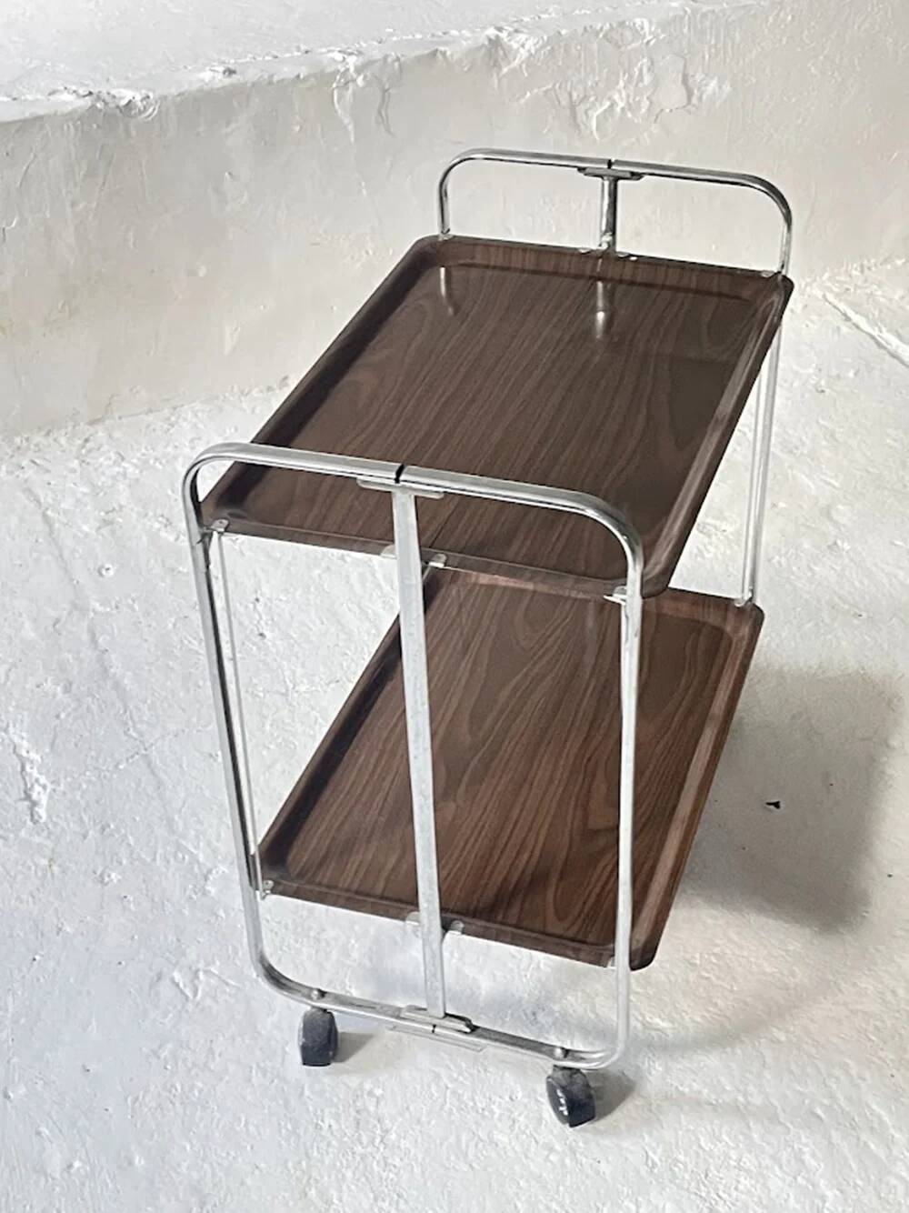 Chrome Midcentury folding service trolley, Germany 1950s
