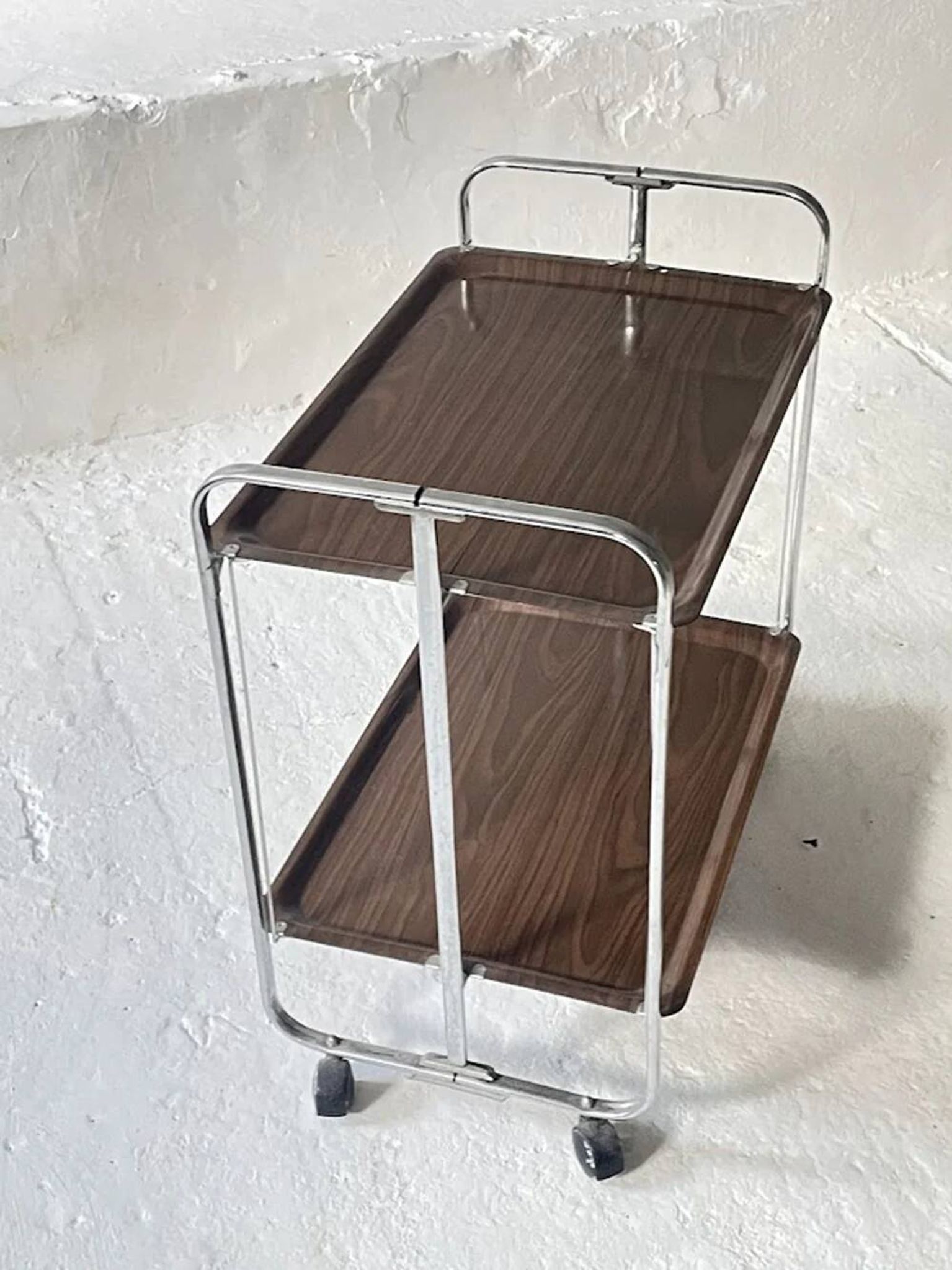 Chrome Midcentury folding service trolley, Germany 1950s