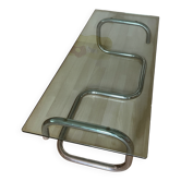 Table basse chrome et verre fumé
