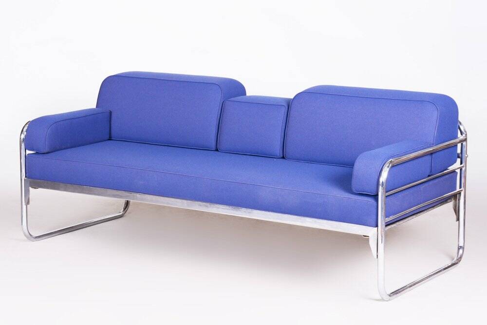 Bauhaus Blue Sofa attributed to Hynek Gottwald, Czech, 1930s