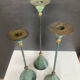 Postmodern metal candlestick trio