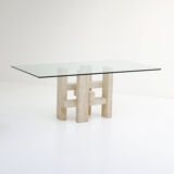 Travertine dining table by Willy Ballez