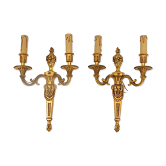 Pair of gilded bronze wall sconces