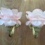Art Deco wall lamps pink tulip