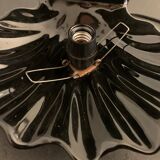 Black ceramic shell lamp and white opaline