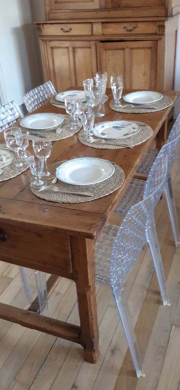 Table de ferme ancienne en bois de hêtre XIXème