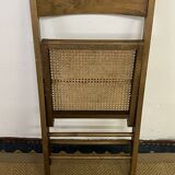 Vintage wooden and cane folding chair