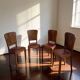 Set of 4 Art Deco dining chairs in walnut, Italy, 1930s-1940s.